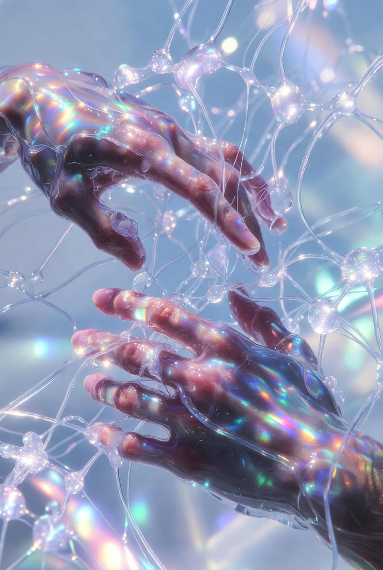 Connected glass hands